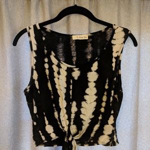 Tie dye black and white boutique crop top